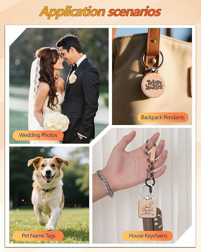 Custom Personalized Wooden Keychain Bulk, Carved & Printing Wood Keychains for School/Family/Promotion/Company Events