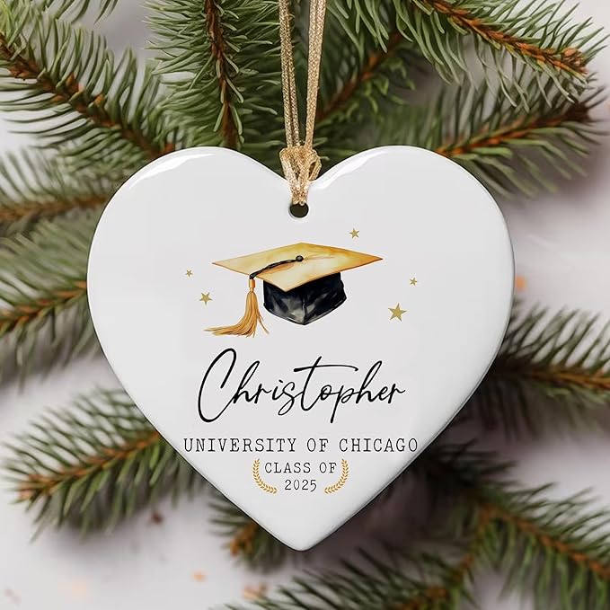 Personalized Graduation Christmas Ornaments 2025, Class of 2025 Gifts for Senior Students, College, University, Graduation Ornament Gift, Grad Keepsake, Masters Degree, Gifts for Women Men