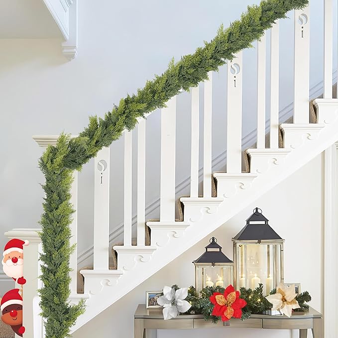 Norfolk Cedar Garland, 6FT Green Garland Christmas for Mantle Stair Railing Fireplace Door Decorations