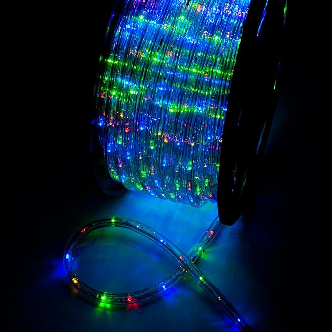 Flexible 150FT Crystal Clear PVC Tubing LED Rope Light Indoor/Outdoor Boat Decorative Party Christmas Holiday Business Restaurant Light Kit 110V (Multi-Color)