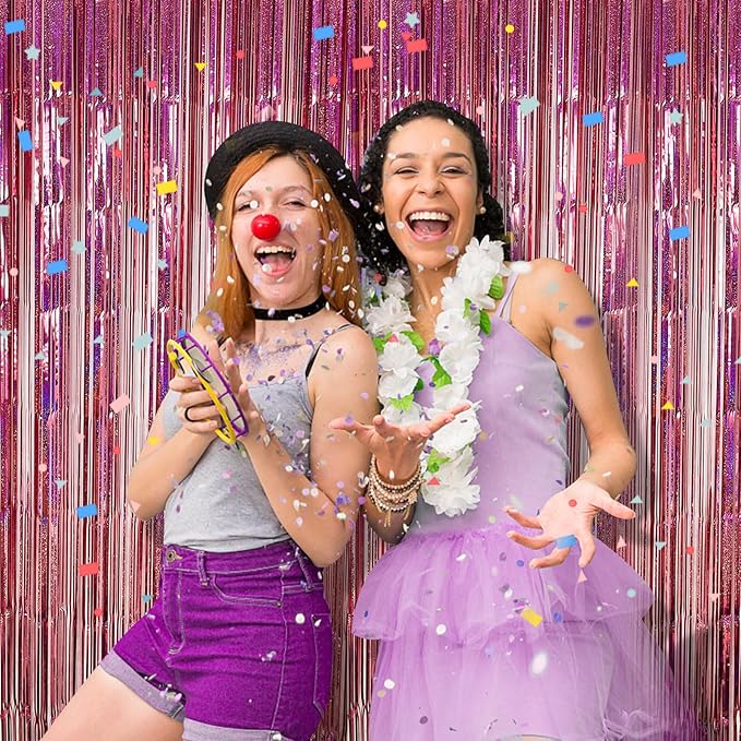 Party Backdrop Curtains Metallic Tinsel Foil Fringe Curtains Party Photo Backdrop Party Streamers for Party Birthday Graduation New Year Eve Bachelorette Decorations Wedding Decor
