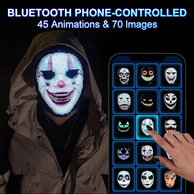 Gootus Face Transforming LED Mask with App Controlled - Halloween Costumes for Kids, Light Up Mask with Gesture Sensing, Boys Toys Gifts for Birthday Costume Christmas