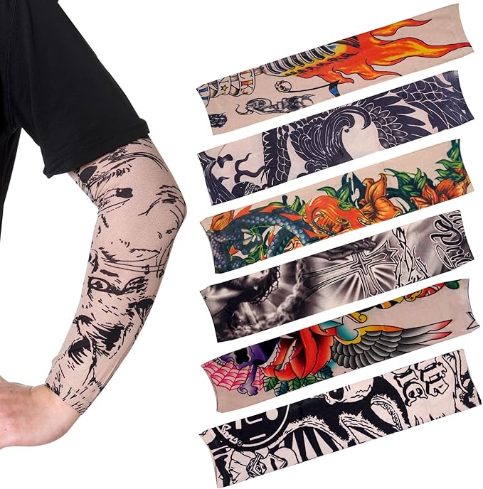 HOVEOX 20Pcs Temporary Tattoo Arm Sleeves Fake Tattoo Arm Sunscreen Sleeves
