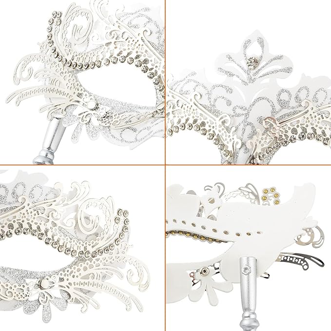 Hoshin Masquerade Mask for Couple, Mardi Gras Deecorations Venetian Masks with Stick for Womens