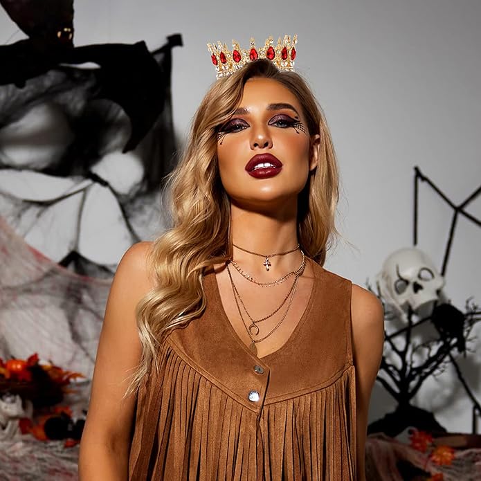 Gold Crown for Women, Crystal Queen Tiaras Headband Wedding Bridal Hair Accessories, Birthday Party Prom Cake Topper