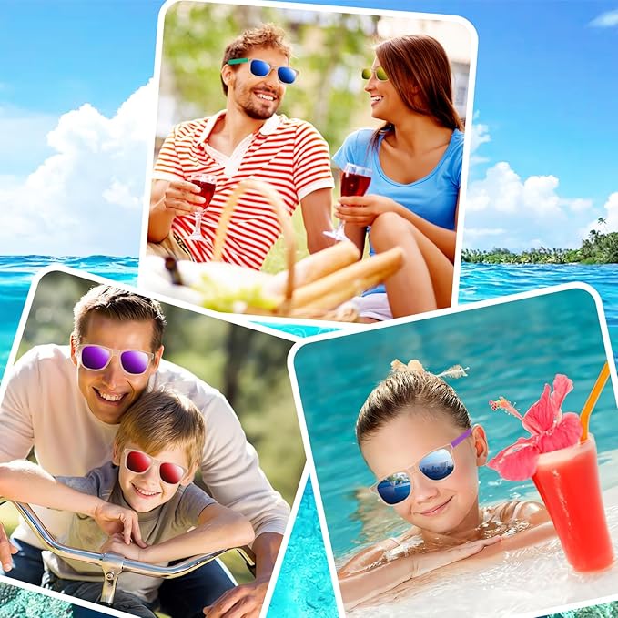 24 Pack Kids Sunglasses Party Favors, Neon Translucent Sunglasses with UV Protection in Bulk for Kids and Adults, Perfect for Summer Pool Beach Birthday Graduation Party, Outdoor Party Supplies