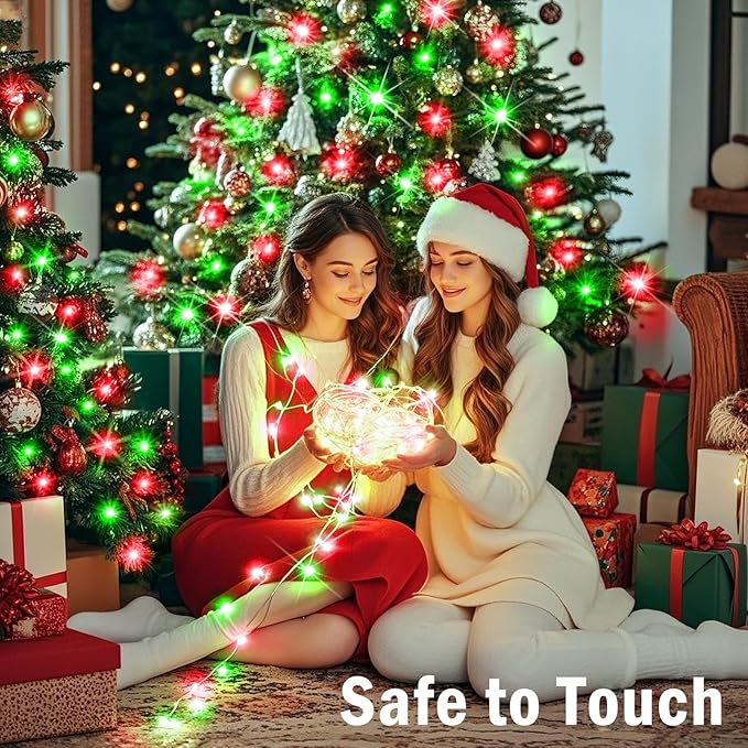 SAUIRS 197FT 500 LED Christmas Lights Outdoor String Lights with 8 Modes Timer Waterproof Fairy Light Plug in for Outside Indoor Party Xmas Palm Tree Yard Wedding Decoration(Red and Green)