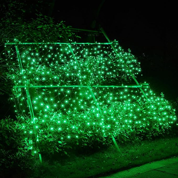 Led Christmas Net Lights Green Outdoor Christmas Lights 160LED 5ftx7ft, Waterproof Outdoor Indoor Fairy Mesh Net Light for Xmas Party, Yard, Patio, Trees, Shrubs, Bushes Decorations