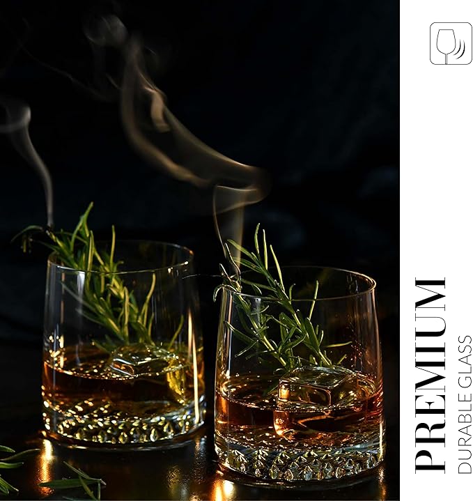 Krosno Whisky Glasses | Set of 6 | 12.5 oz | Fjord Collection | Drinking Glasses Cocktail Glasses Gift Box | Home, Restaurants and Kitchen Set | Dishwasher Safe Glass Cup