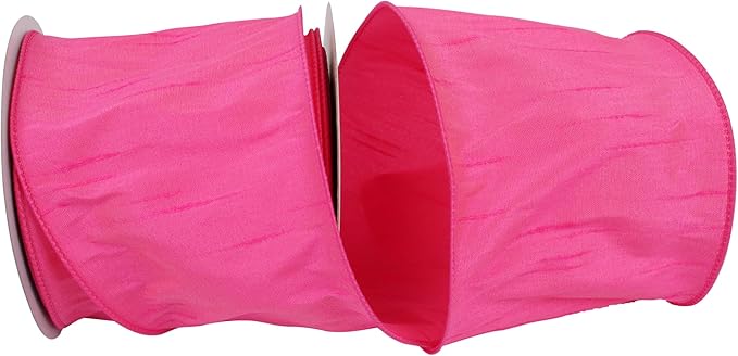 Reliant Ribbon 92975W-175-10F Dupioni Supreme Wired Edge Ribbon, 4 Inch X 10 Yards, Shocking Pink