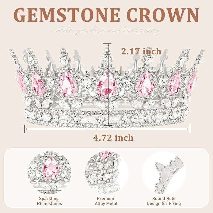 Gold Crown for Women, Crystal Queen Tiaras Headband Wedding Bridal Hair Accessories, Birthday Party Prom Cake Topper