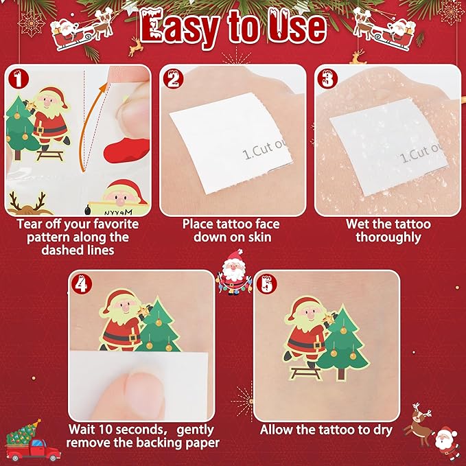 150PCS Luminous Christmas Tattoos for Kids, Christmas Accessories, 150 Kinds of Glow in the Dark Xmas Temporary Tattoos, Stocking Stuff Xmas Supplies for Kids, Xmas Goodie Bag Candy