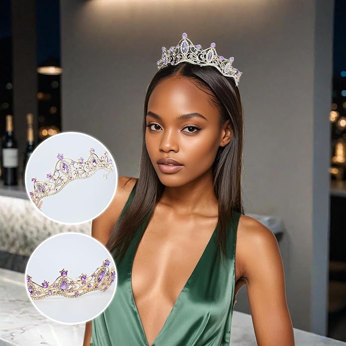 Crystal Crown for Women Girls Elegant Gold Princess Headband Sparkling Rhinestones Queen Tiara for Weddings Birthday Parties Proms Pageant Cosplay
