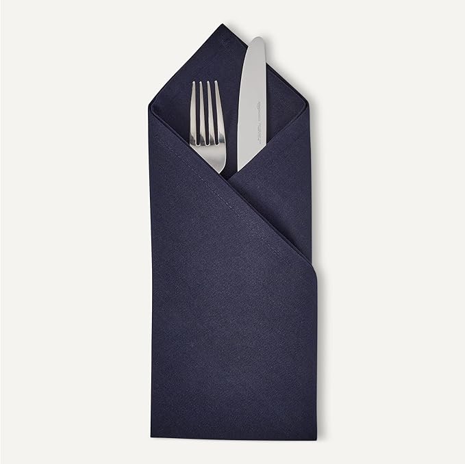 Amazon Basics Reusable Stain and Wrinkle Resistant Cloth Napkins, 12 Pack, 17 x 17 inches, Blue