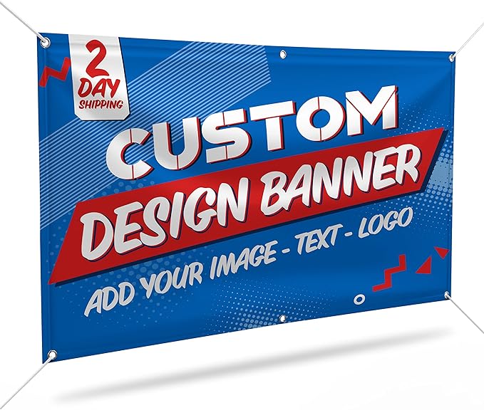 Custom Banner Prints w/Image, Logo & Text Vinyl Banner for Birthday, Halloween, Wedding, Graduation | 15 Font, 5 Theme & 25 Background Options | Personalized Banner Birthday Party Decoration 2 X 3