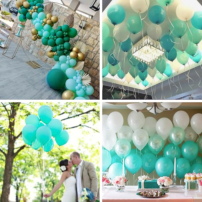 PartyWoo Pearl Teal Balloons 50 pcs 12 Inch Pearl Aqua Blue Turquoise Dark Teal Balloons for Graduation Wedding Baby Shower Bridal Shower Gender Reveal Mermaid Birthday Party Decorations Teal-Z13
