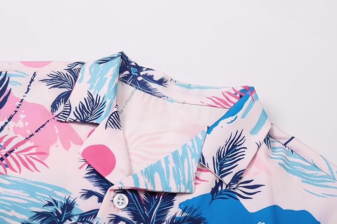 Cromoncent Matching Hawaiian Outfits for Family, Dad and Son Matching Luau Beach Tropical Shirts Mommy Daughter Tropical Sets