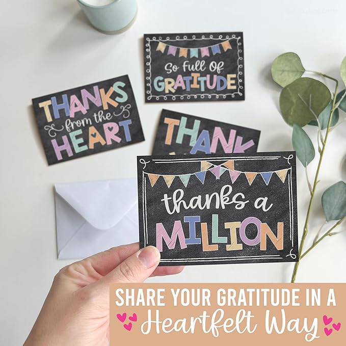 Hadley Designs Bulk Thank You Cards with Envelopes - 24 Kids Thank You Cards For Teachers, Cute Thanks Blank Cards and Envelopes, Fun Appreciation Note Card for Birthday, Baby Shower & Small Business