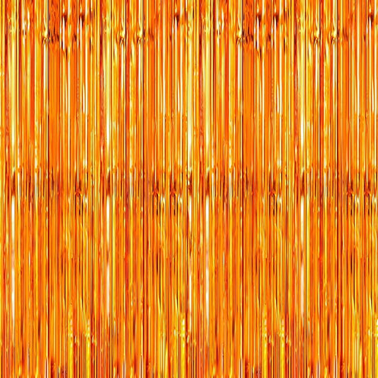 Crosize 3 Pack 3.3 x 9.9 ft Orange Foil Fringe Glitter Curtains Party Decorations, Tinsel Backdrop for Parties, Door Streamers for Birthday, Photo Booth Backdrops, Party Decor