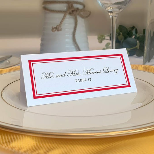 Double Line Border Place Cards, Ruby Red (Choose Color), Set of 150, Pre-cut and Scored - Wedding, Party, Dinner, and Special Events - Made in the USA