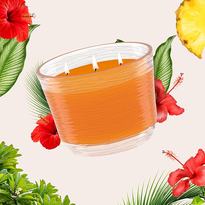 Glade Hawaiian Breeze 3-Wick Air Freshener Candle, Infused with Essential Oils, 6.8 Oz, 3 Count