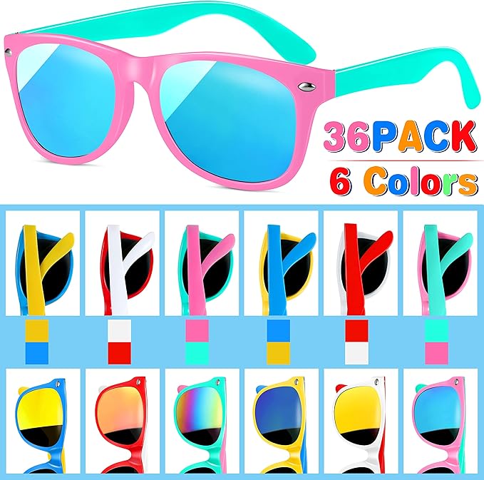 GINMIC Kids Sunglasses Bulk Party Favors, 36Pack Kids Sunglasses Party Favors with UV400 Protection for Boys and Girls, Party Favor, Birthday Graduation Party Supplies.