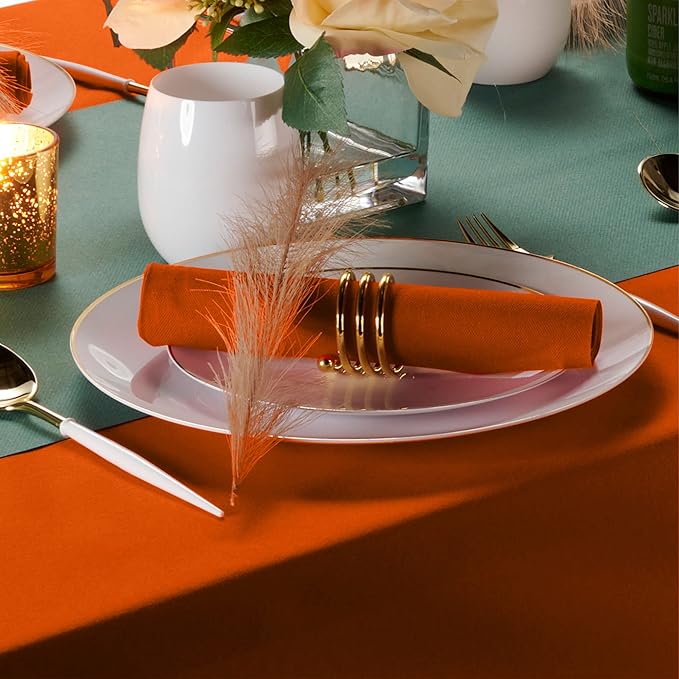 Linen-Feel Colored Paper Napkins - Decortive Cloth-Like ORANGE Luncheon Napkins - Soft And Absorbent. For Kitchen, Party, Wedding, Dinner Or Any Occasion. (Pack of 50)