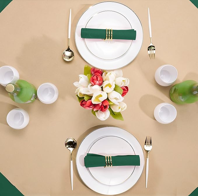 Linen-Feel Colored Paper Napkins - Decortive Cloth-Like GREEN Luncheon Napkins - Soft And Absorbent. For Christmas, Kitchen, Party, Wedding, Dinner Or Any Occasion. (Pack of 50)
