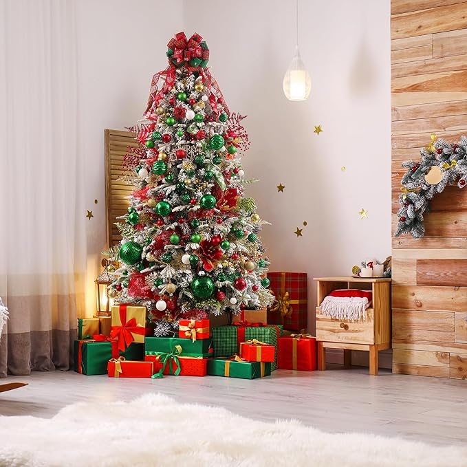 Large Christmas Ball Ornaments, Oversized Shatterproof Plastic Decorative Hanging Mercury Ornaments Ball for Xmas Holiday Party Decorations (Green, 4.0")