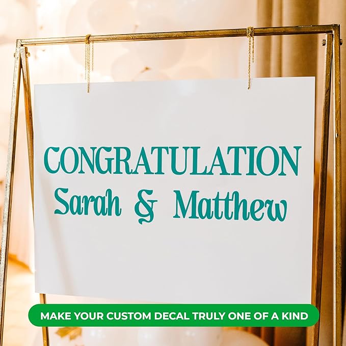 EGD Custom Backdrop Vinyl Decal | Personalized Wall Sticker for Party & Event Backdrops | Custom Name Letters for Birthday, Baby Shower, Graduation & Nursery Decor | Sizes & Fonts (A. Customizable)