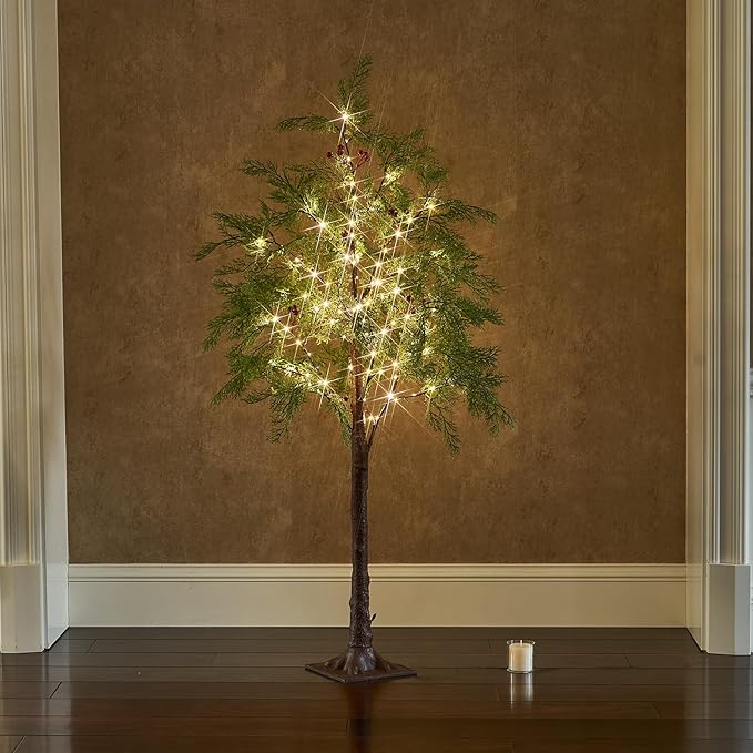 Birchlitland LED Cadar Tree 4FT 90L Warm White Fairy Lights, Lighted Trees for Indoor Outdoor Home Thanksgiving Christmas Holiday Decoration