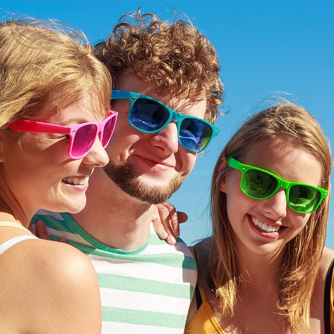 Pibupibu Neon Colors Party Favor Supplies Unisex Sunglasses Pack of 8