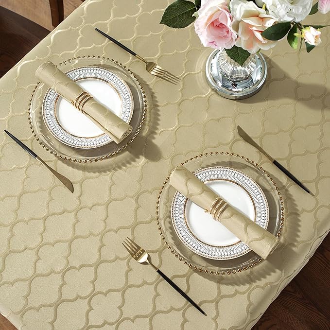 SASTYBALE Jacquard Napkin Flower Pattern Polyester Table Cover - Spill Proof, Wrinkle Resistant, Dust-Proof - Gold, 20x20