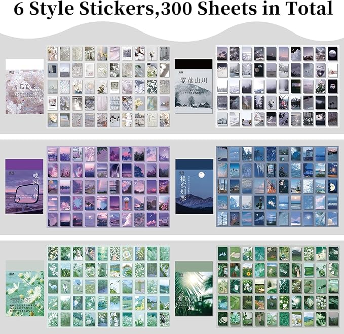 600 Pieces Washi Sticker Set, 12 Set Scrapbooking Diary Planner Album Diary Notebook, Scrapbooking Sticker Journaling Supplies for DIY Arts and Crafts Card Making Laptop Decoration