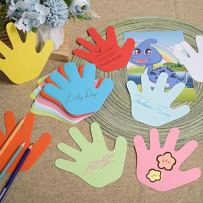 360 Pcs Hand Cutouts Paper Hand Shape Cut-Outs Assorted Color Handprint Shape Cutout Blank Creative Paper Cutouts for Kids DIY Craft Art Project Home School Classroom Decorations Bulletin Board Decor