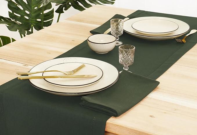 PurpleEssences Set of 6 Cloth Dinner Napkins 100% Cotton 18x18 Inch - Soft Durable Washable - Ideal for Farmhouse Party Christmas Holiday Winter - Perfect Everyday Use Table Linen - Olive Green