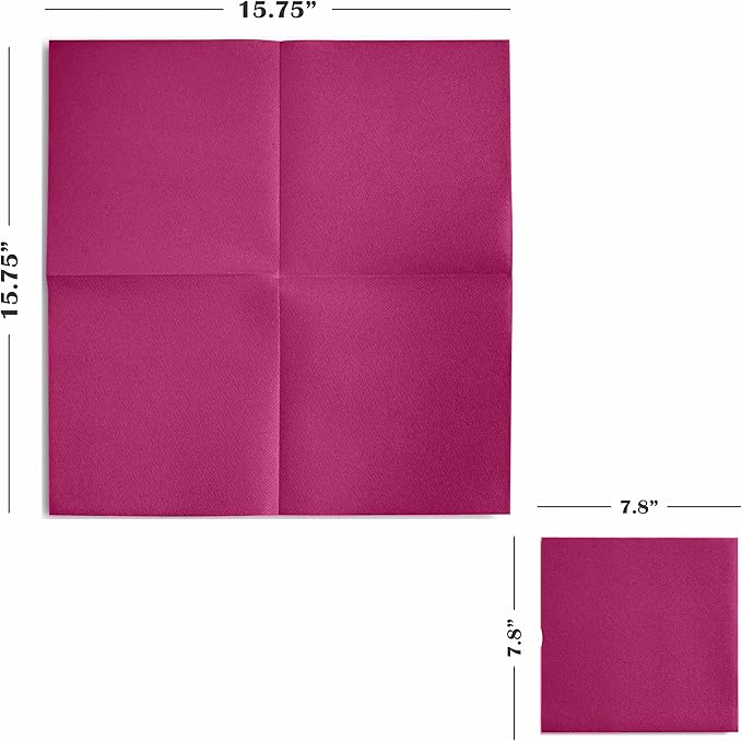 Linen-Feel Colored Paper Napkins - Decortive Cloth-Like FUCHSIA Luncheon Napkins - Soft And Absorbent. For Kitchen, Party, Wedding, Dinner Or Any Occasion. (Pack of 50)