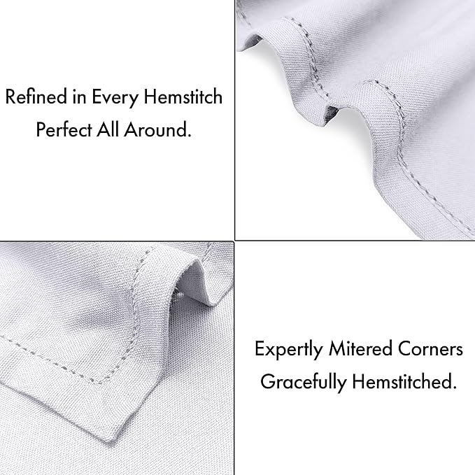 Ruvanti Cloth Napkins - 100% Cotton Dinner Napkins, Hem Stitched Corners, 18x18 Inch, 12 Pack - Soft, Absorbent, Durable, Reusable, Wrinkle Resistant for Formal Dining & Everyday Use - White