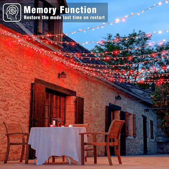100FT 300 LED Christmas Lights Outdoor, Plug in Christmas String Lights Indoor, Waterproof & 8 Modes & Timer Function, Connectable Fairy Twinkle Light for Bedroom House Patio Wedding Decor, Red