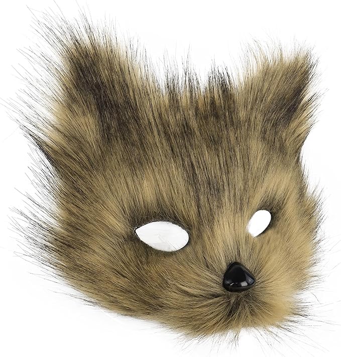 Animal Fox Wolf Mask Halloween Party Cosplay Costumes Props Plush Cat Half Face Masks Carnival Christmas Masquerade