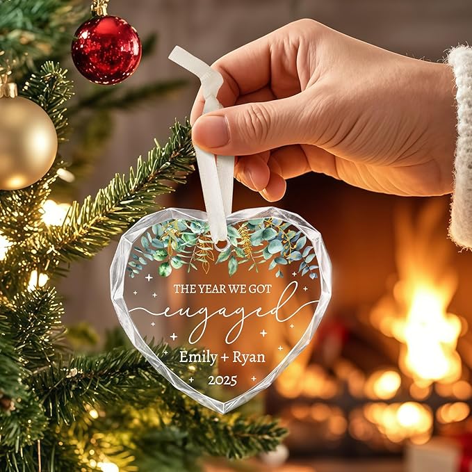 Engagement Gifts for Couples - Personalized Engagement Ornament Gifts for Newly Engaged Couples, Women, Fiance, Her - Bride to Be Gift, First Christmas Just Engaged Acrylic Ornament 2025