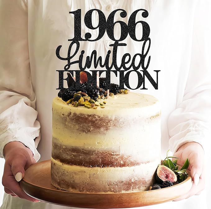 Limited EDITION 1966 Cake Topper - Black Glitter Happy 59th Birthday Party Cake Decoration Supplies, Cheer to 59 Years Cake Bunting Decor for 59th Birthday Party Photo Booth Props