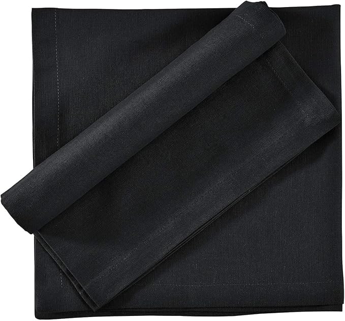 TARAN LIVING Cotton Table Décor Durable Washable Table Cloth Napkins Set Dinner Fall Sustainable Cotton Cloths Perfect for Gifts - Set of 12 18x18 Inch - Black