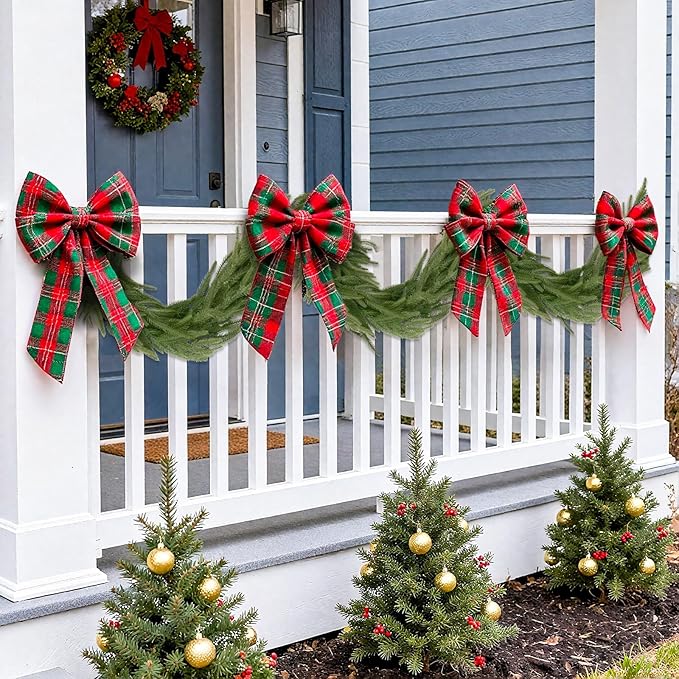 U'Artlines 1Pcs Christmas Norfolk Pine Garland, 6 Ft Xmas Faux Greenery Garland Real Touch Winter Cedar Garlands for Table Stairs Mantle Fireplace Holiday Decoration