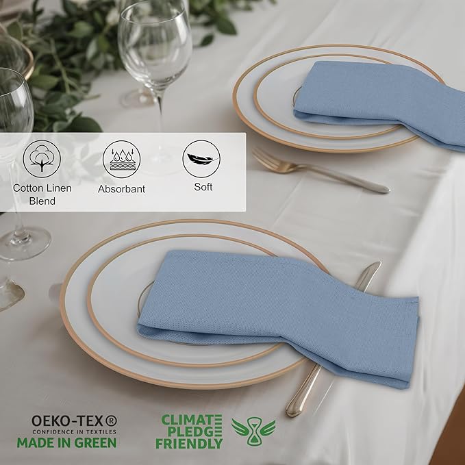 Ruvanti Linen Napkins Set of 6, 18x18 Cloth Napkins, Cotton Linen Blend Napkins Cloth Washable, Soft, Reusable Dinner Napkins for Wedding, Parties, Christmas, Thanksgiving, Everyday Use - Grey