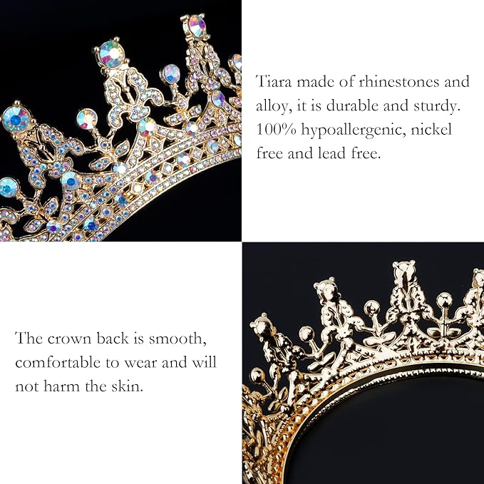 COCIDE Tiaras and Crowns for Girls and Women - Rhinestones Queen Tiara Princess Crown for Parties, Bridesmaids, Wedding, Halloween, Cosplay, Gift
