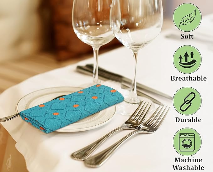 RUVANTI Cloth Napkins Set of 6 Cotton 100%, 18x18 Inches Napkins Cloth Washable, Soft, Absorbent. Cotton Napkins for Parties, Christmas, Thanksgiving, Weddings, Dinner Napkins Cloth - Combo