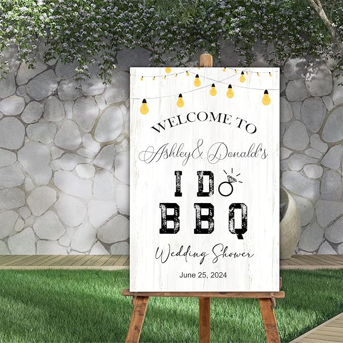 Personalized I Do BBQ Welcome Sign - Rustic Rehearsal Dinner & Couples Shower BBQ Sign