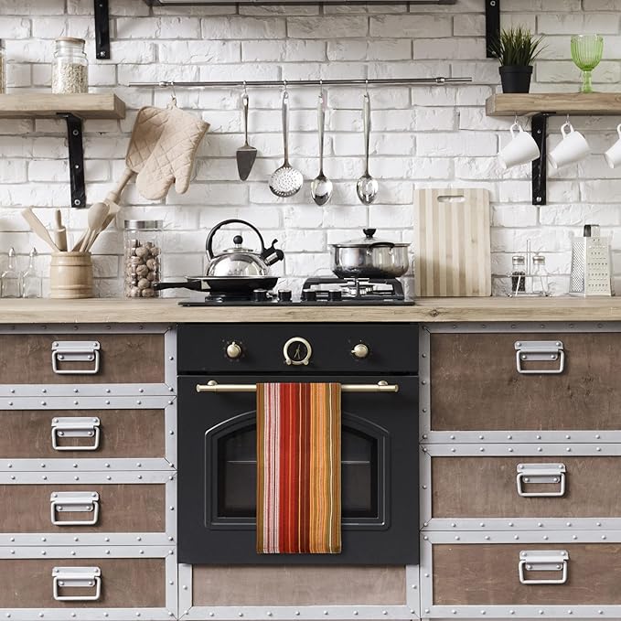 Urban Villa Cloth Napkins Autumn Stripes Dinner Napkins Set of 12 20X20 100% Cotton Absorbent Washable Durable Reusable Cloth Napkins Ideal for Farmhouse Party Thanksgiving Harvest Fall Dinner Napkins