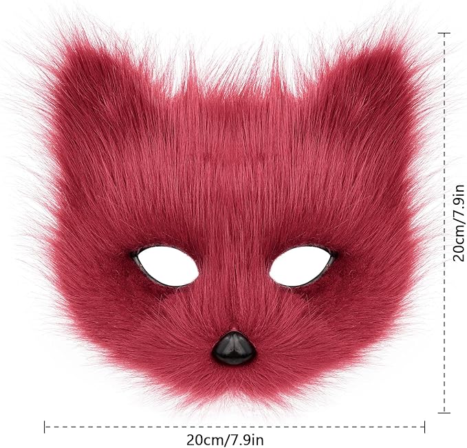 Animal Fox Wolf Mask Halloween Party Cosplay Costumes Props Plush Cat Half Face Masks Carnival Christmas Masquerade